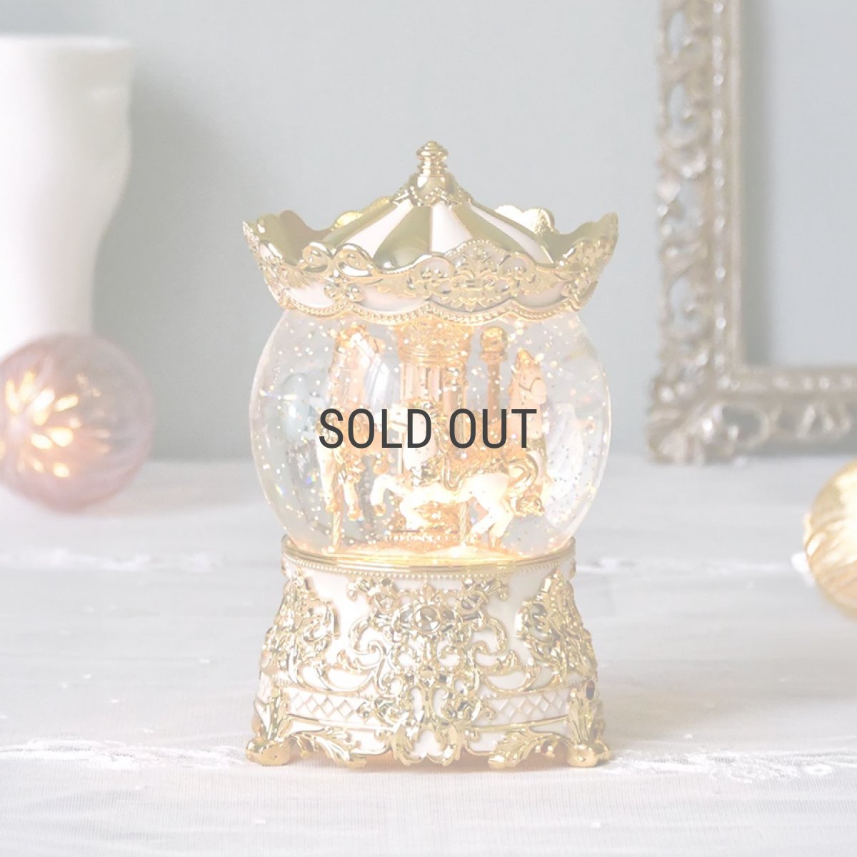 画像2: 【 HM 】リキッドLED　スノードーム　カルーセル　ゴールド　H21cm　メリーゴーランド (2)