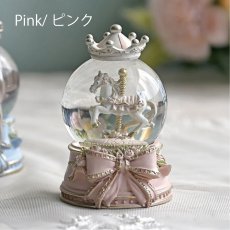 画像6: 【 HM 】リボンカルーセル　ミニスノードーム　 回転木馬　メリーゴーランド　H11cm　（ピンク・ブルー） (6)