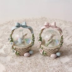 画像10: 【 HM 】ラビットバスケット　ミニスノードーム　H9cm　リボンバスケット　ウサギ　（ピンク・ブルー） (10)