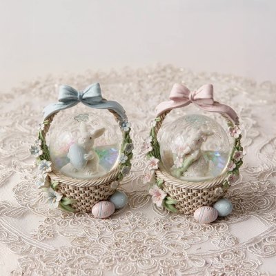 画像1: 【 HM 】リボンカルーセル ミニスノードーム 回転木馬 メリーゴーランド H11cm (ピンク・ブルー)