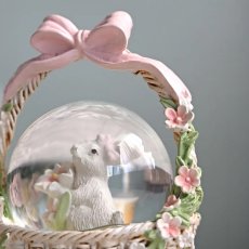 画像11: 【 HM 】ラビットバスケット　ミニスノードーム　H9cm　リボンバスケット　ウサギ　（ピンク・ブルー） (11)