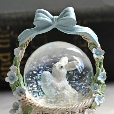 画像7: 【 HM 】ラビットバスケット　ミニスノードーム　H9cm　リボンバスケット　ウサギ　（ピンク・ブルー） (7)