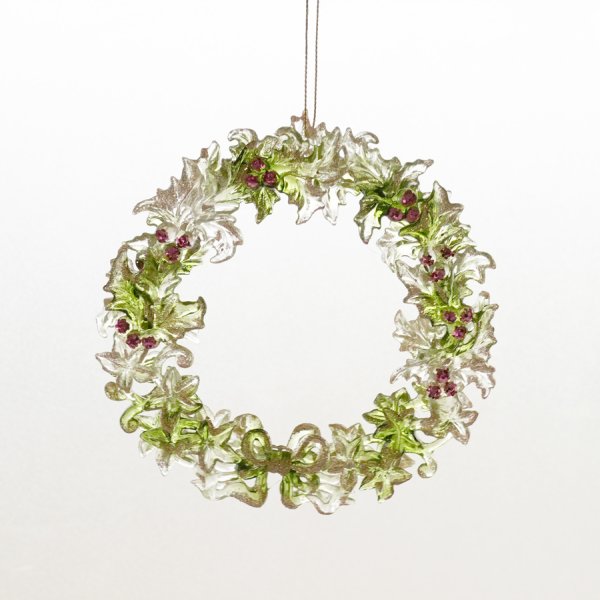 専用＊Halloween＊キラキラクリーミー　大きなフェイクリース HM 】クリアミニリース アクリル グリーン φ13cm クリスマスリース