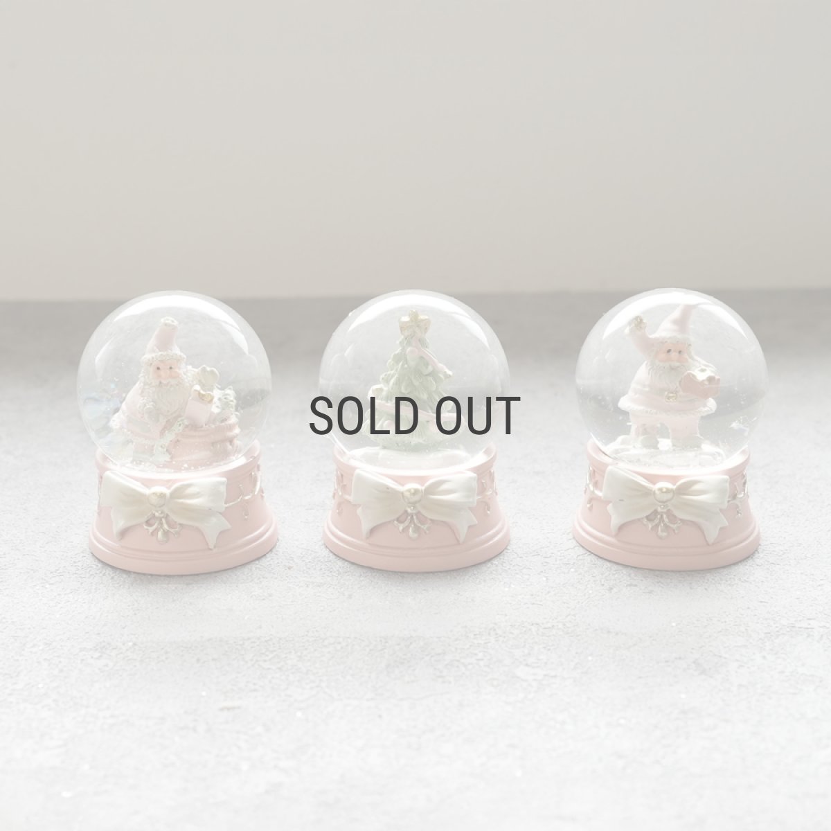 画像5: 【 HM 】パステルリボンベース　ミニスノードーム　H6.5cm　ピンク　サンタクロース　クリスマスツリー (5)