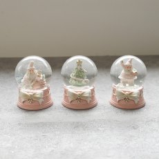 画像5: 【 HM 】パステルリボンベース　ミニスノードーム　H6.5cm　ピンク　サンタクロース　クリスマスツリー (5)