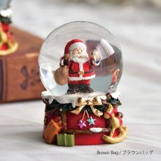画像7: 【 HM 】サンタウィズバッグ　ミニスノードーム　グレーバッグ　ブラウンバッグ　H6cm (7)