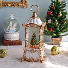 画像9: 【 HM 】リキッドLED　スノードーム　ホワイトランタンツリー　オルゴール　８曲　電池・USB　H28cm (9)