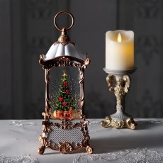 画像8: 【 HM 】リキッドLED　スノードーム　ホワイトランタンツリー　オルゴール　８曲　電池・USB　H28cm (8)