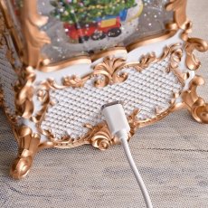 画像7: 【 HM 】リキッドLED　スノードーム　ホワイトランタンツリー　オルゴール　８曲　電池・USB　H28cm (7)