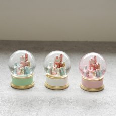 画像2: 【 HM 】パステルビレッジ ミニスノードーム H6cm ピンク グリーン ホワイト (2)