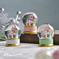 画像1: 【 HM 】パステルビレッジ ミニスノードーム H6cm ピンク グリーン ホワイト (1)