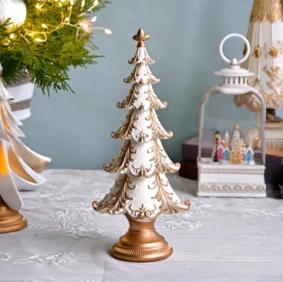 画像3: 【HM】リボンベース クリスマスツリー　65cm　ゴールドリボン　ゴールド　ホワイト