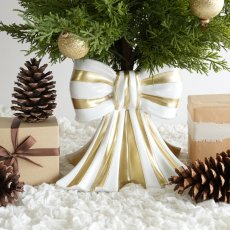 画像3: 【HM】リボンベース クリスマスツリー　65cm　ゴールドリボン　ゴールド　ホワイト (3)