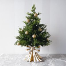 画像4: 【HM】リボンベース クリスマスツリー　65cm　ゴールドリボン　ゴールド　ホワイト (4)