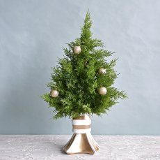 画像5: 【HM】リボンベース クリスマスツリー　65cm　ゴールドリボン　ゴールド　ホワイト (5)