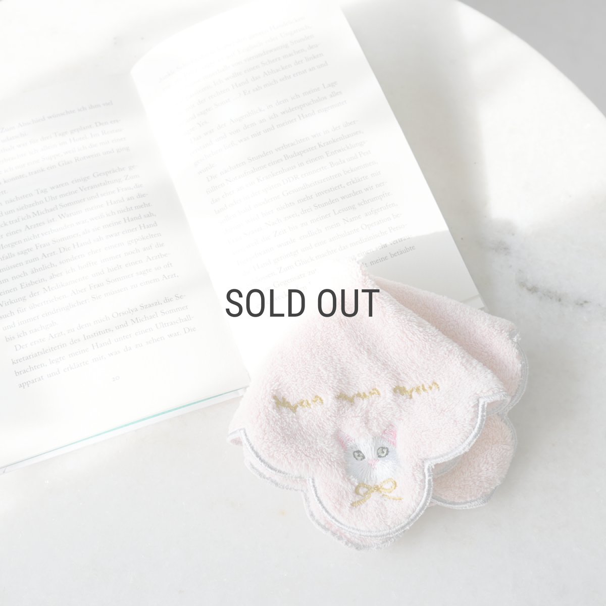 画像5: 【HYRD】ネコの日　タオルハンカチ　ねこ刺繍　ライトピンク　ライトミント　20x20cm (5)