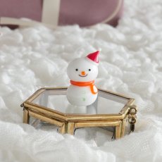 画像1: 【The Joy Luck Club】スノーマン　レッド　オレンジマフラー 　25mm  赤ニット帽　雪だるま　ガラス製　オブジェ　クリスマス　ミニチュア  (1)