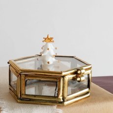 画像1: 【The Joy Luck Club】ホワイト＆ゴールド　ツリー　20mm  　ガラス製　オブジェ　クリスマス　ミニチュア (1)