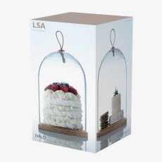 画像3: 【LSA】IVALO  ガラスドーム　22cm ガラス製 木 ケーキドーム レザー Ivalo Dome & Ash Base Clear 箱入り ハンドメイド ポーランド製 (3)