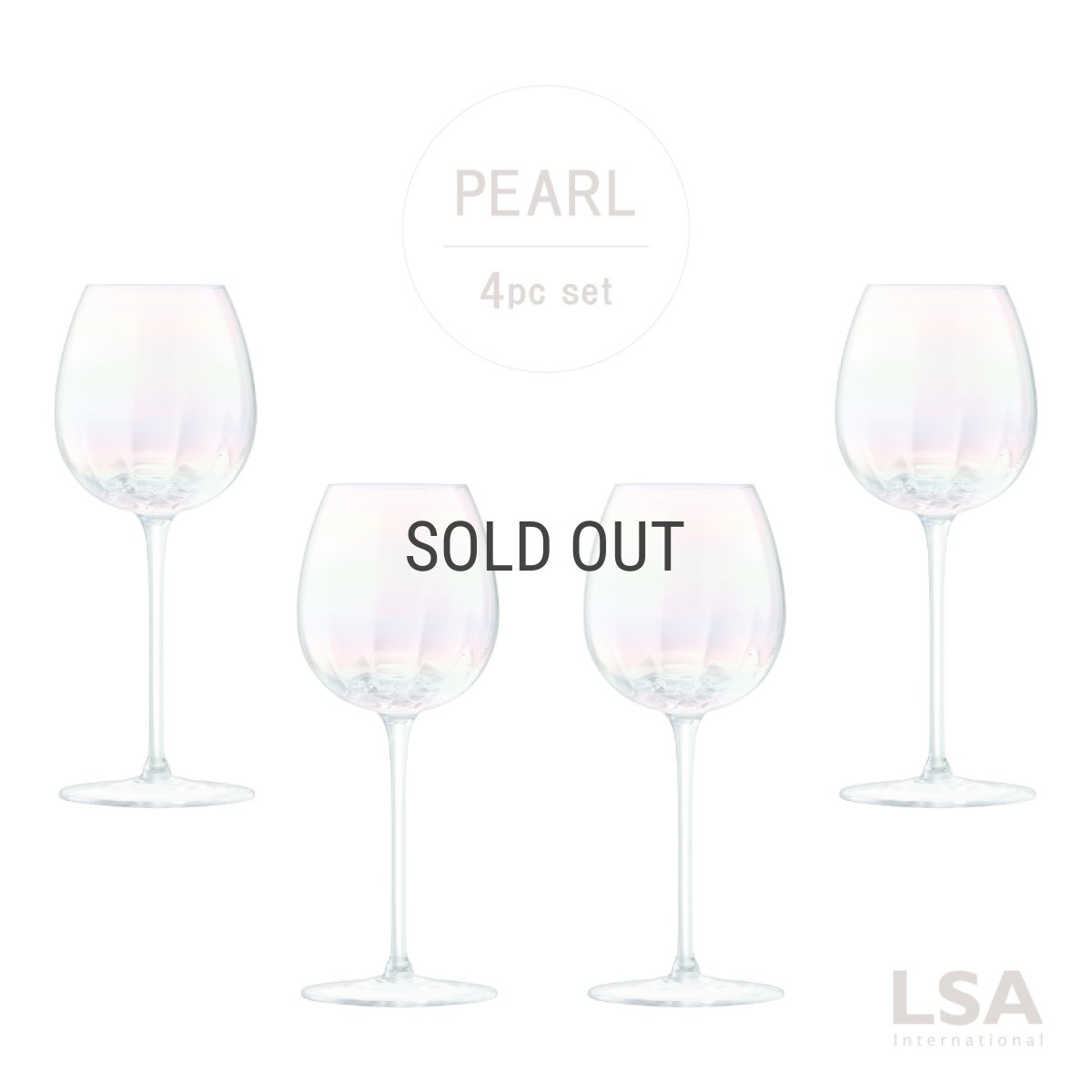 画像1: 【LSA】PEARL ワイングラス　325ml 4個セット 吹きガラス　Pearl White Wine Glass x 4 Mother of Pearl LSA International  箱入り ハンドメイド ポーランド製 (1)