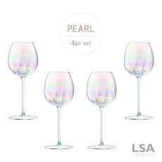 画像1: 【LSA】PEARL ワイングラス　325ml 4個セット 吹きガラス　Pearl White Wine Glass x 4 Mother of Pearl LSA International  箱入り ハンドメイド ポーランド製 (1)