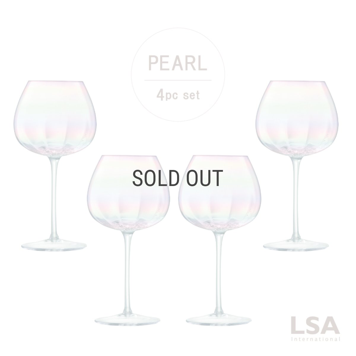 画像1: 【LSA】PEARL  ワイングラス　460ml 　4個セット　吹きガラス　 PEARL  Red Wine Glass x 4　Mother of Pearl  箱入り ハンドメイド ポーランド製 (1)