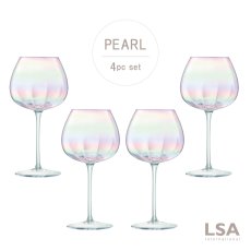 画像1: 【LSA】PEARL  ワイングラス　460ml 　4個セット　吹きガラス　 PEARL  Red Wine Glass x 4　Mother of Pearl  箱入り ハンドメイド ポーランド製 (1)