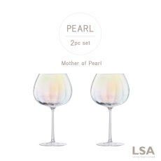 画像1: 【LSA】PEARL 　ゴブレット　ワイングラス　650ml 2個セット　吹きガラス　 Balloon Goblet 　 Mother of Pearl　  箱入り ハンドメイド ポーランド製 (1)