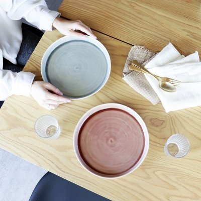 画像1: 【 Gift 】Lien 　リヤン　プレートL 24cm　磁器　日本製　ピンク　グレー 美濃焼