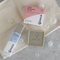 画像1: 【MAIA】　ステインリムーバーソープ　デタッシュソープバー　 固形シミ抜き石鹸 100g マイア | 2タイプ ベビー (コットンフラワー）　スーパーデタッシュ（チェリーブロッサム） 洗濯石鹸　 無添加  99%以上天然由来 フランス製 (1)