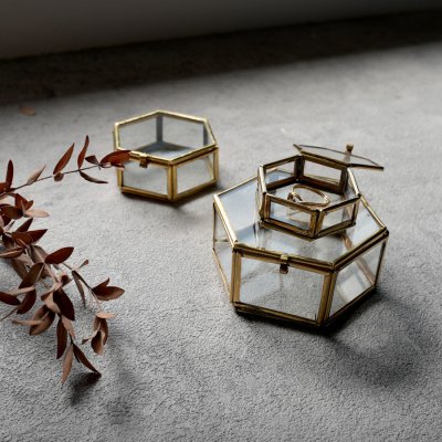 画像2: 【MALAIKA】長方形　ガラスケース　インテリアに　小物入れ　（S・M・L）　インド製　アンティーク調