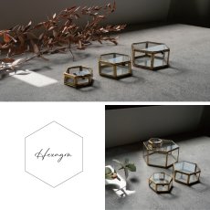 画像4: 【MALAIKA】六角ガラスケース　インテリアに　小物入れ　（S・M・L・XL）　インド製　アンティーク調 (4)