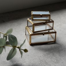 画像1: 【MALAIKA】長方形　ガラスケース　インテリアに　小物入れ　（S・M・L）　インド製　アンティーク調 (1)