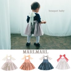 画像1: 【 MARL MARL】マールマール　bouquet baby エプロン　ベビー　magnolia peony navy white flower (1)