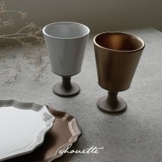 画像1: 【Chouette】シュエット　カップ　 ブロンズ　ホワイト　ワイングラスみたいなカップ　黒土　Des Pre　日本製　美濃焼 (1)