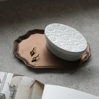 画像3: 【Chouette】シュエット　オーバルボックス 　ホワイト　菓子器　小物入れ　黒土　Des Pre　日本製　美濃焼