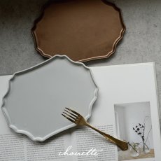画像1: 【Chouette】シュエット　プレートM　23x17.5cm ブロンズ　ホワイト　黒土　Des Pre　日本製　美濃焼 (1)