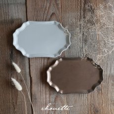 画像1: 【Chouette】シュエット　プレートS　ブロンズ　ホワイト　20x13cm 黒土　Des Pre　日本製　美濃焼 (1)