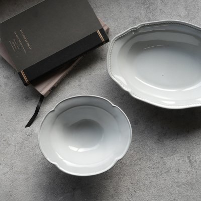 画像1: 【FICELLE】Elegan エレガン　深皿　DD  黒土　 クラシカルプレート　グレイ　フィセル 日本製　美濃焼　24.3 x 17 x 4.5cm