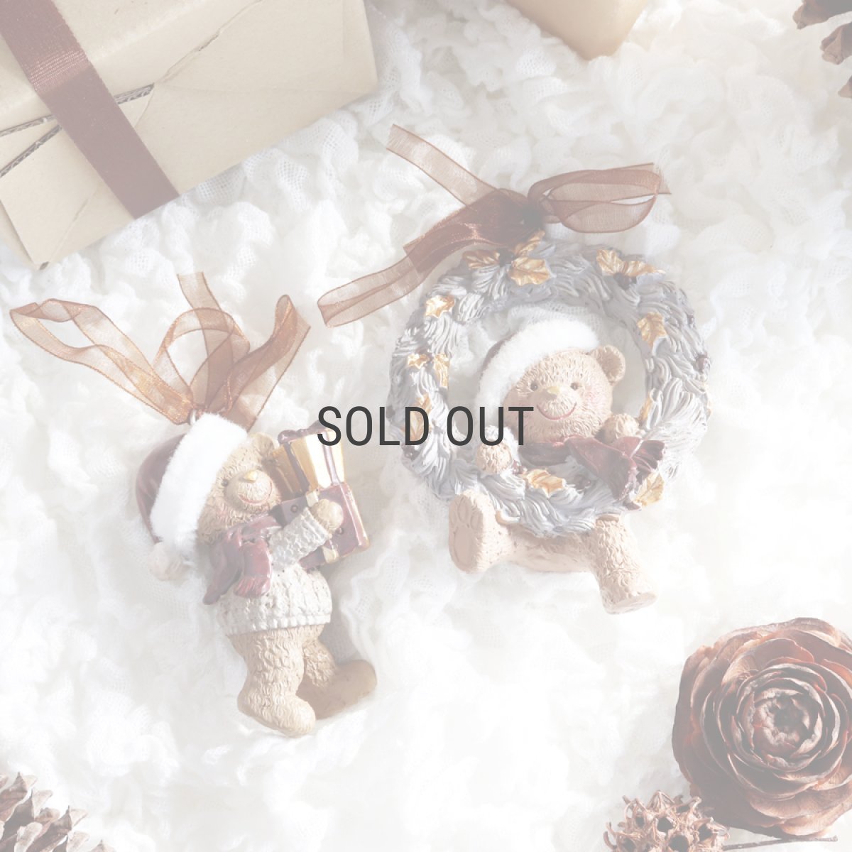 画像1: 【 MNM 】ベアーオーナメント　プレゼント　リース　テディベア　H8cm　H10cm (1)