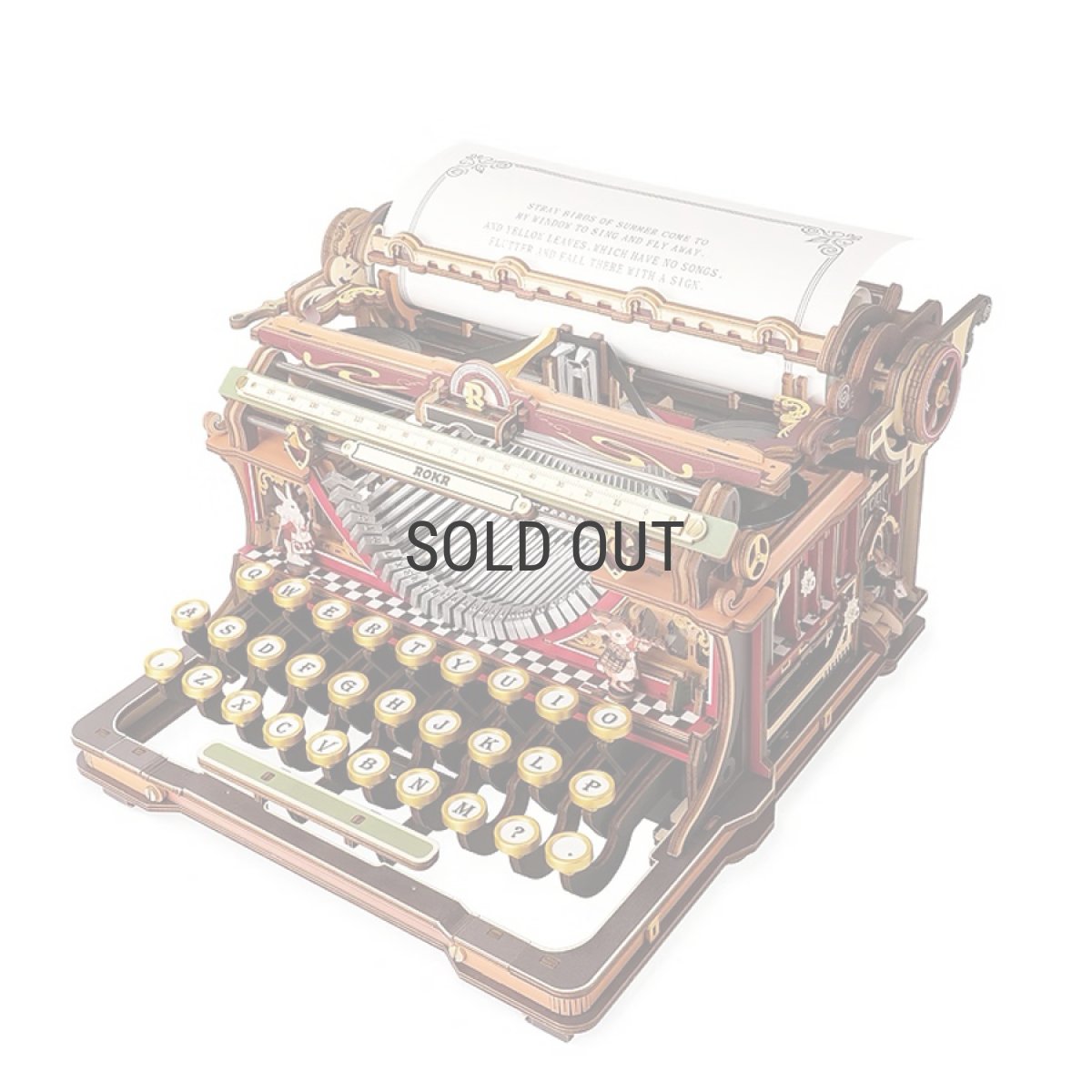 画像12: 【Rolife】Mechanical Typewriter (Magic version)　メカニカルギア タイプライター　レトロ   英語版説明書　ウッドパズル　DIY (12)