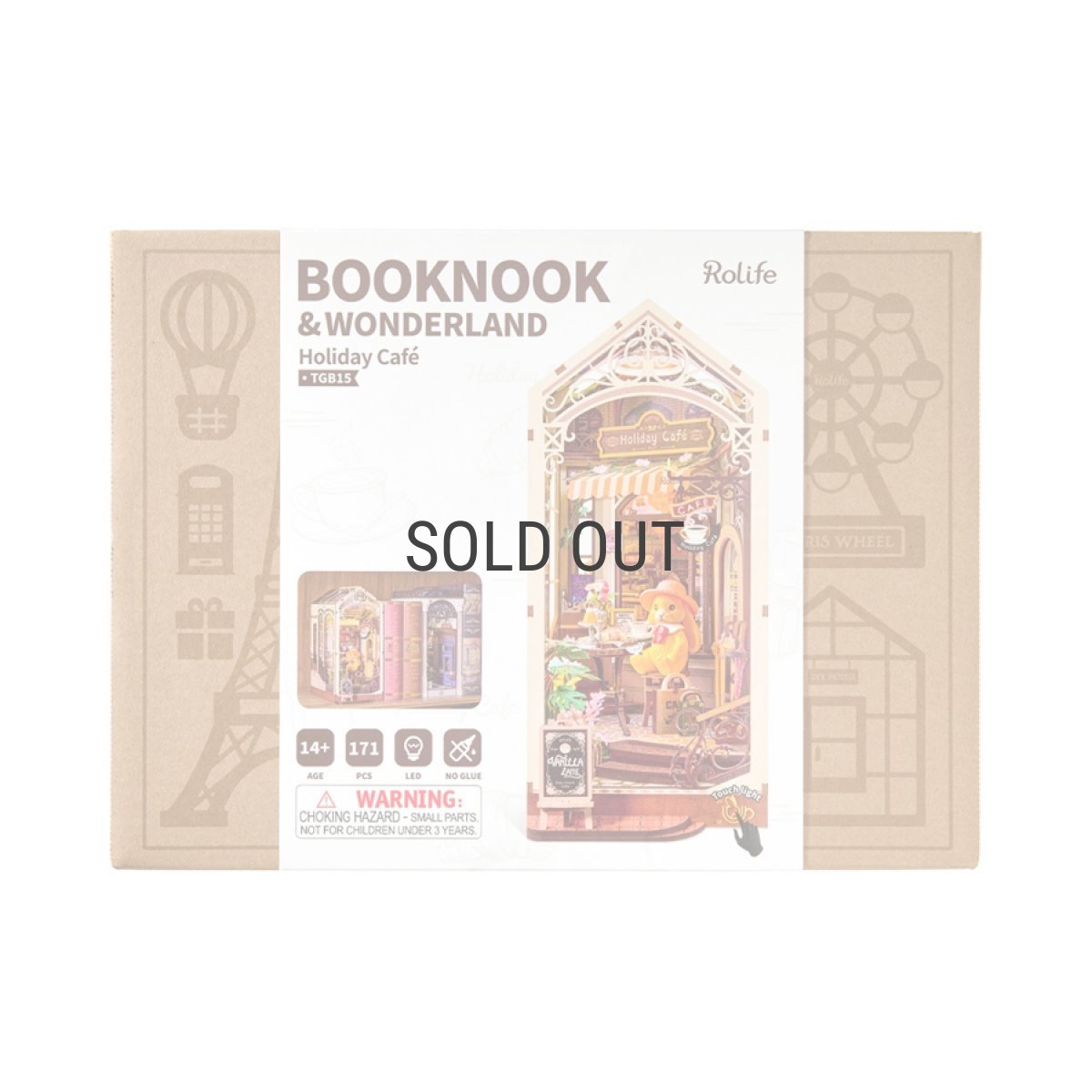 画像8: 【Rolife】 Holiday Café　ホリデーカフェ  Book Nook　ブックヌーク　英語版説明書　ウッドパズル　ミニチュア　ブックエンド  DIY (8)