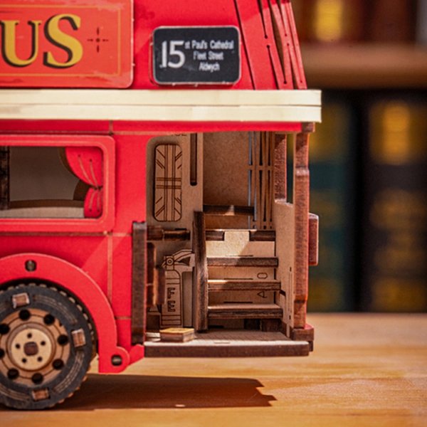 木のおもちゃ　ロンドンバス　London Bus ミニチュア　1点もの　限定品 Rolife】ロンドンバス London Bus 3D 木製パズル DIY ミニチュア模型