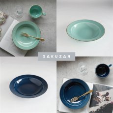 画像6: 【作山窯-SAKUZAN-】藍 -ai-　パスタ皿　φ21.5cm ターコイズ　ネイビー リムボウル　日本製 (6)