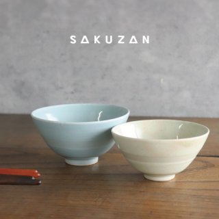 SAKUZAN】粉引刷毛目 茶碗 夫婦茶碗 作山 美濃焼 日本製