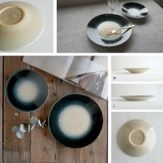 画像5: 【作山窯-SAKUZAN-】- 凛 - 平皿  M (φ19.5） L(φ26）紺吹き　日本製　陶器 美濃焼　Nature Ave.オリジナル (5)