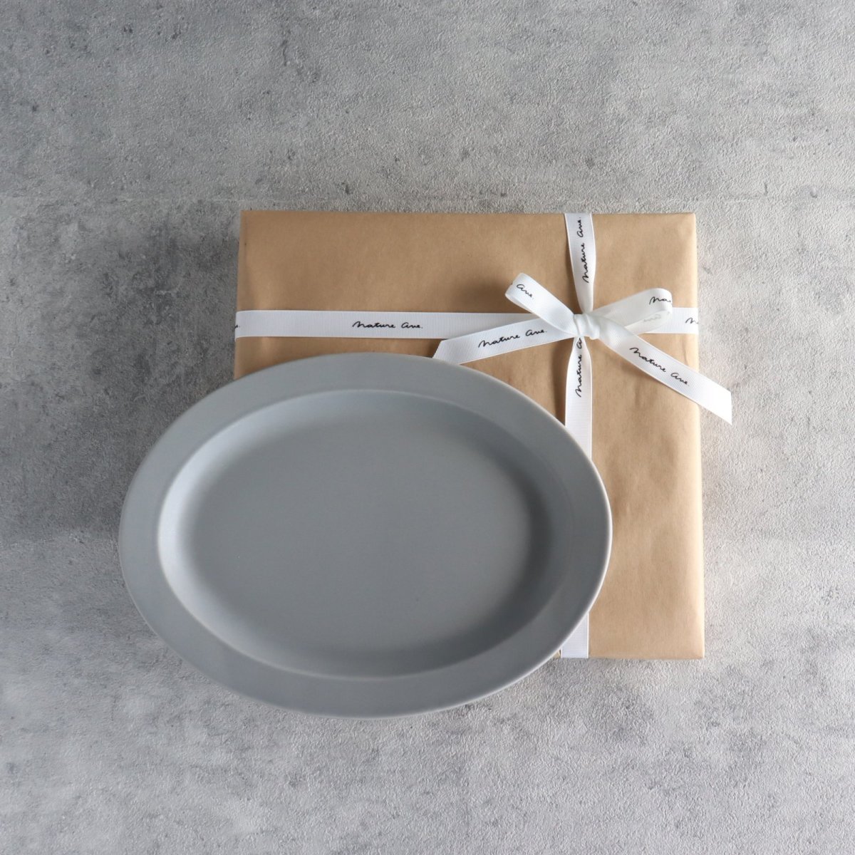 画像2: 【 Gift 】SAKUZAN DAYS Sara オーバル L  29cm/Oval  L 日本製 クリーム グレイ 作山窯 (2)