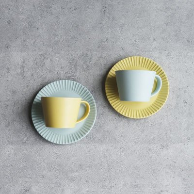 画像2: 【GIFT COLLECTION】C　SAKUZAN DAYS　Sara　カップ&ソーサー ペアセット　イエロー　ターコイズ　新生活　母の日　ギフト　Stripe Cup&Saucer　コーヒーカップ/サラ/カフェ/磁器/日本製/陶器　ギフトコレクション