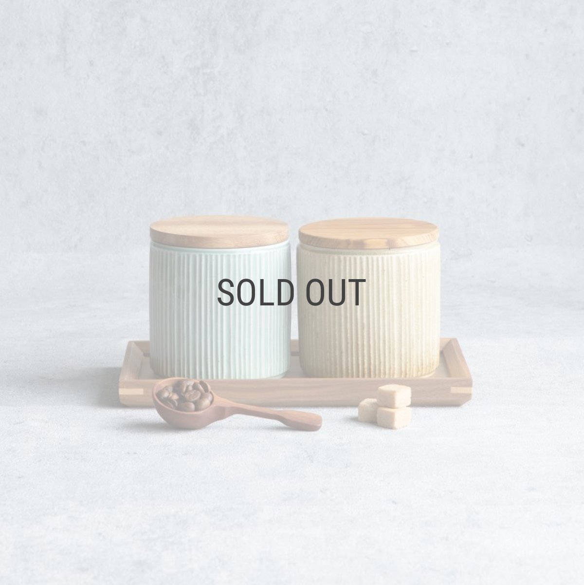 画像2: 【GIFT COLLECTION】L　キャニスター セット　スプーン　チーク　トレー　しのぎ 　美濃焼　磁器　日本製　陶器　 (2)