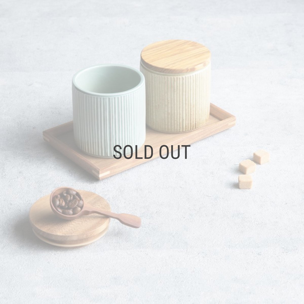 画像6: 【GIFT COLLECTION】L　キャニスター セット　スプーン　チーク　トレー　しのぎ 　美濃焼　磁器　日本製　陶器　 (6)